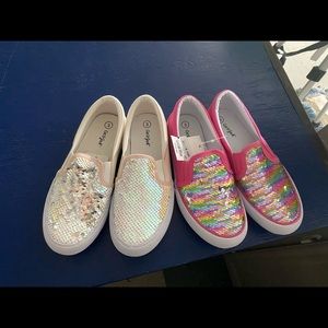 2 pairs Girls Cat & Jack shoes in sizes 2 to 5